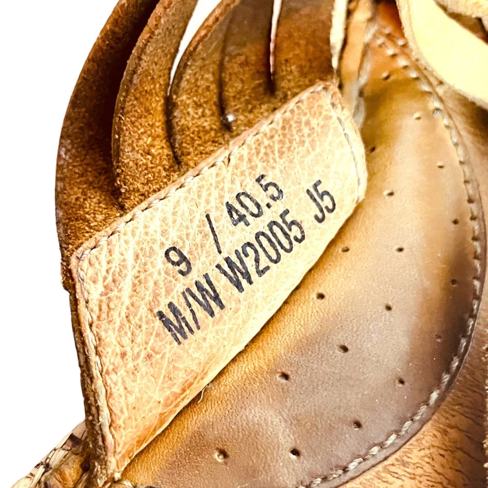 🍀 BORN ‘Drilles Tan Braided Leather Espadrille Wedge Sandals Women’s Size 9
